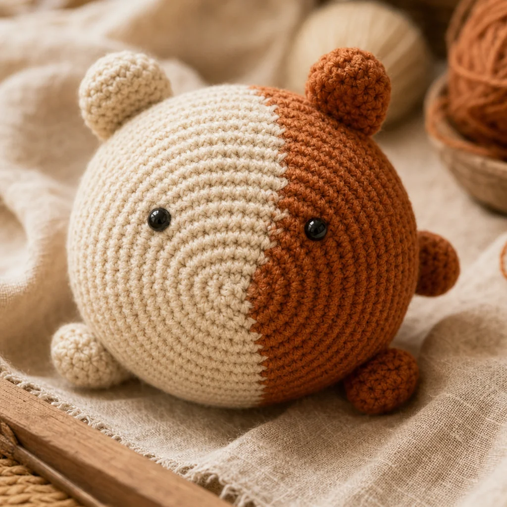Photo macro d'un crochet qui tire une nouvelle couleur de laine à travers les deux dernières boucles pour un changement invisible